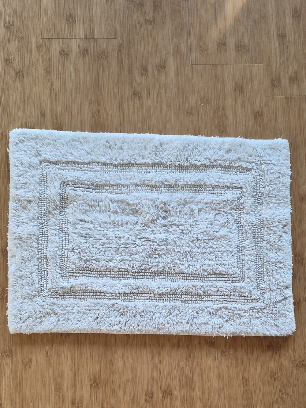 Hotel Collection White Plush Bath Mat with Subtle Stripe Texture